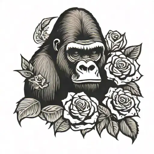 Gorilla And Roses