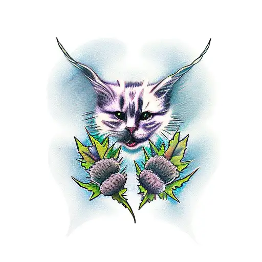 Thistles With The Negative Space Outlining The Mcintosh Cat