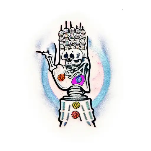 Skeleton Hand Playing Moog Synthesizer