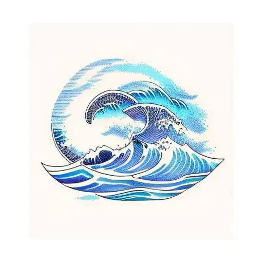 Simple Blue Ocean Wave With Horizon