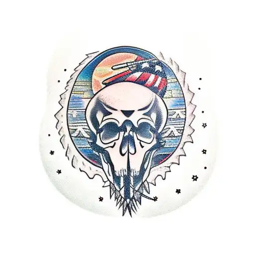 Skull And Cresent Moon And Native American