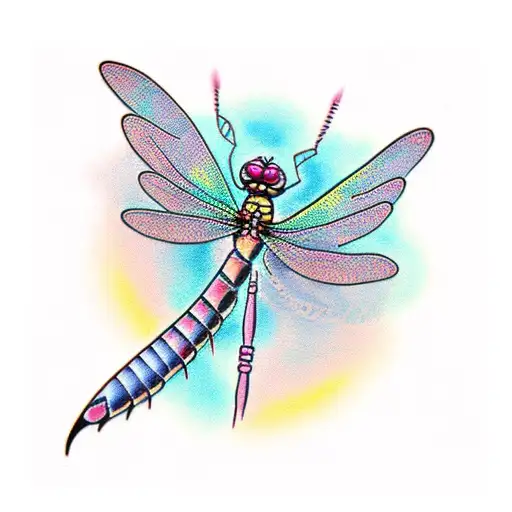 Pink And Blue Dragonfly