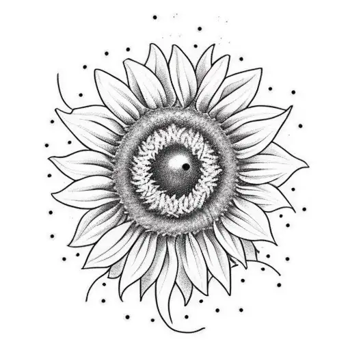 A Sunflower And Ladybug Intertwined In A Cryptic Code Design