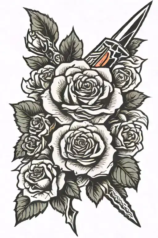Dagger With Rose Intertwined