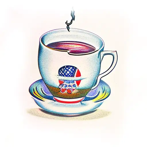 Bull Drinking Out Of A Tea Cup