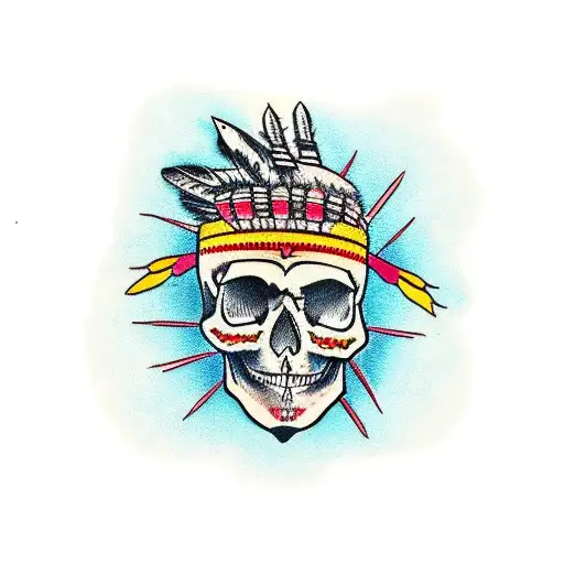 Skull With Indian Head Dress