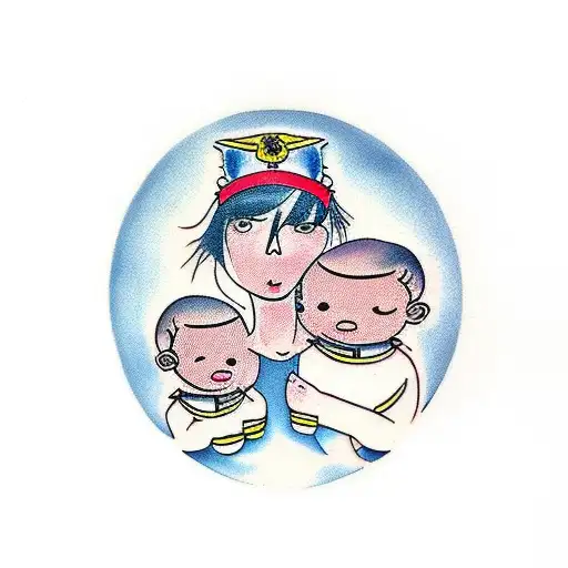 Mother With Her Son On Her Lap