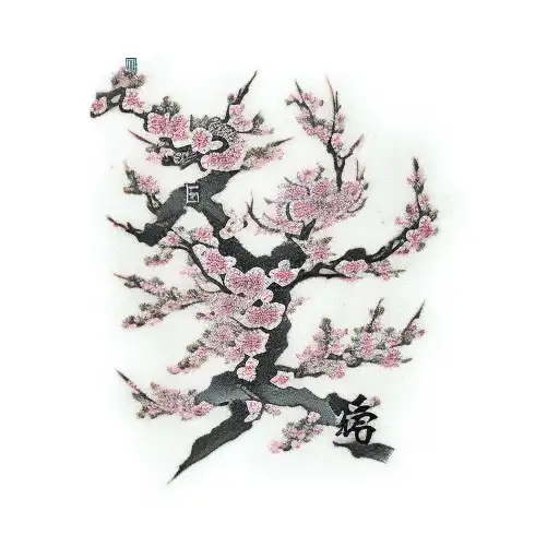 Cherry Blossom With Chinese Characters