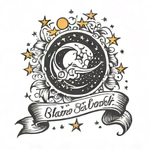 Name With Moon Surrounded By Stars