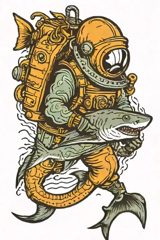Deep Sea Diver And Shark