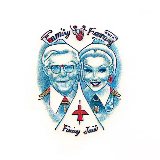 Design Representing Family With Father Mother And 2 Sisters