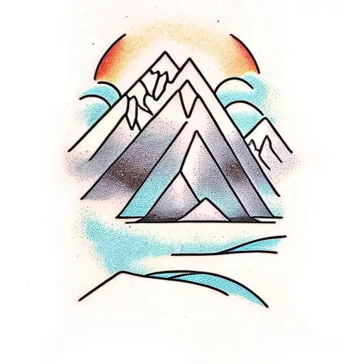 A Mountain Silhouet That's Going In Upwards Direction