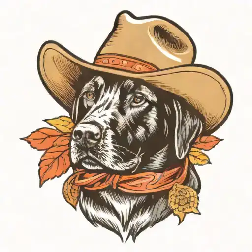 Black Lab Dog Wearing Cowboy Hat