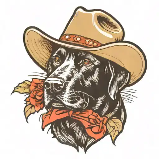 Black Lab Dog Wearing Cowboy Hat