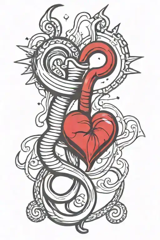 Fishing Hook With Heart Surrounded
