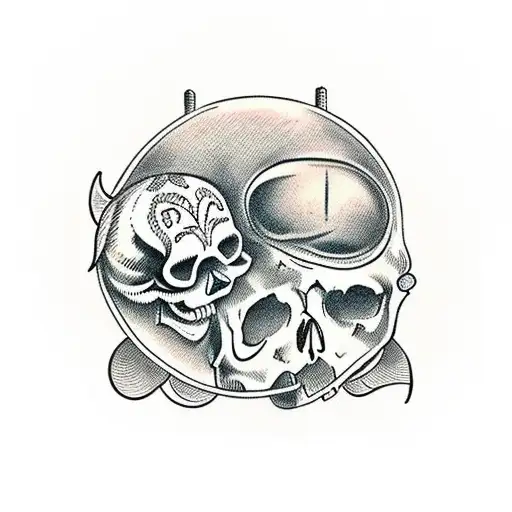 Cats Laying Inside Skull