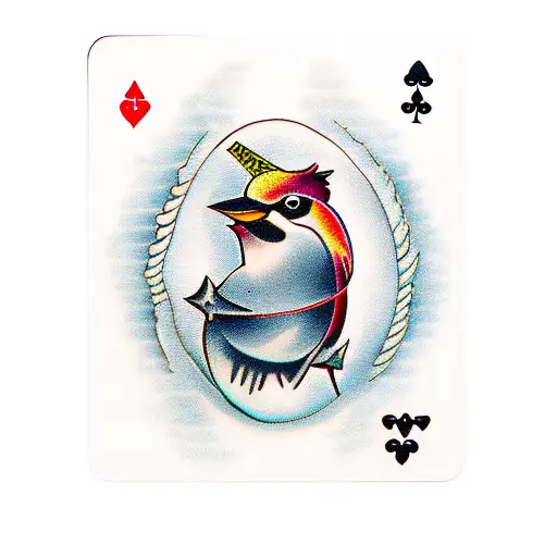 Bird With Ace Of Spades Card In Mouth