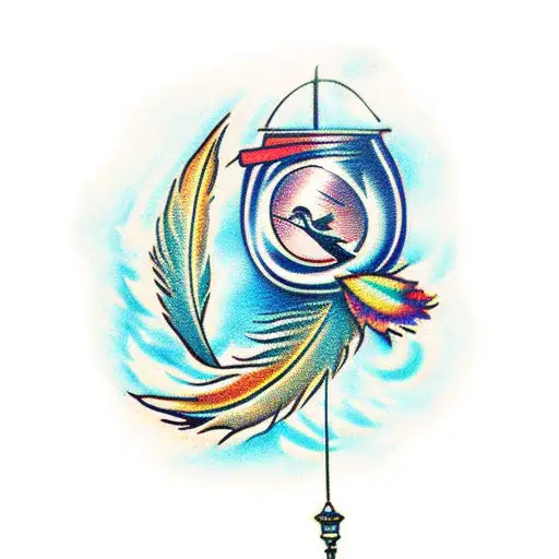 A Feather Floating Away On The Wind