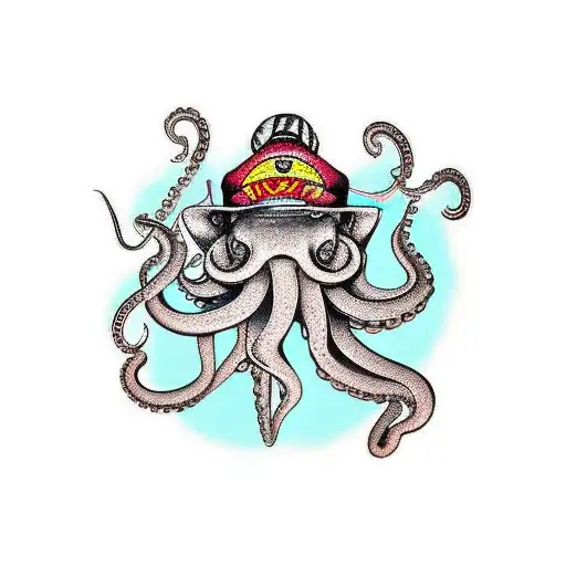 A Construction Worker With An Octopus Head And Jewelry Accessories