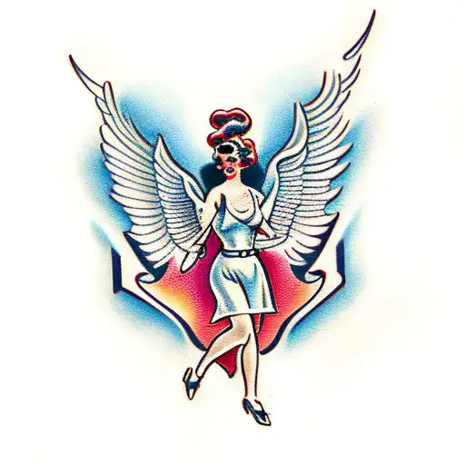 Female Angel Carrying Man