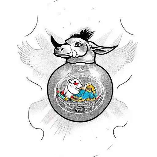 Donkey Shaped Russian Nesting Doll With A Raven Inside It As The Next Layer