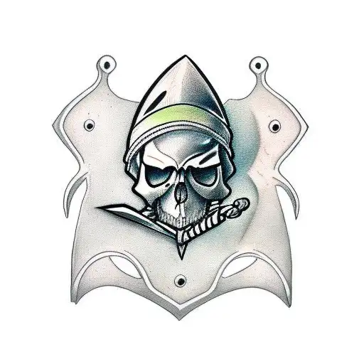 Knife With Web And Skull