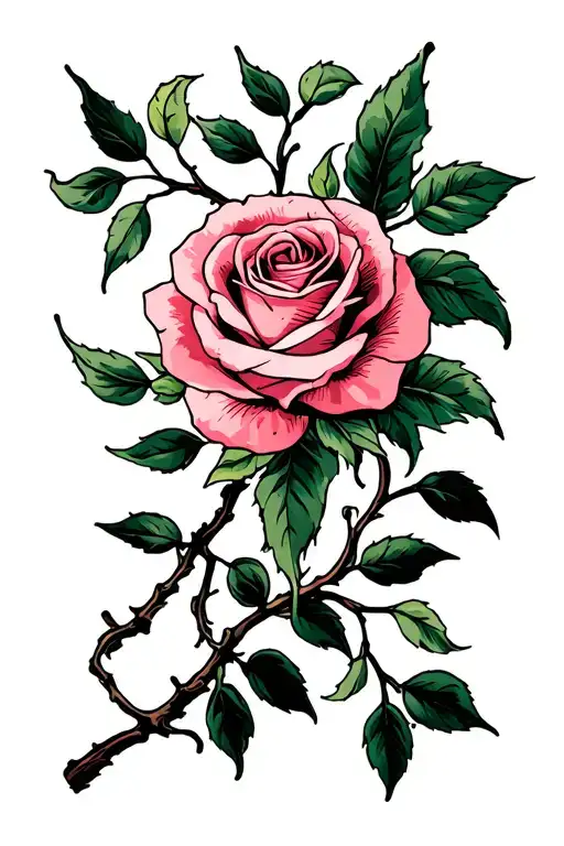 Wave Underneath Rose And Olive Branch