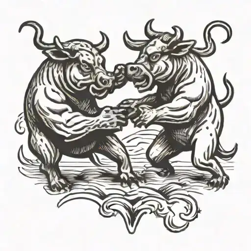 Bull And Bear Fighting Each Other
