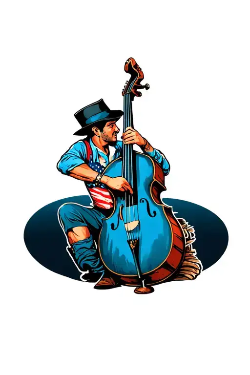 Rockabilly-guy Slapping His Contrabass