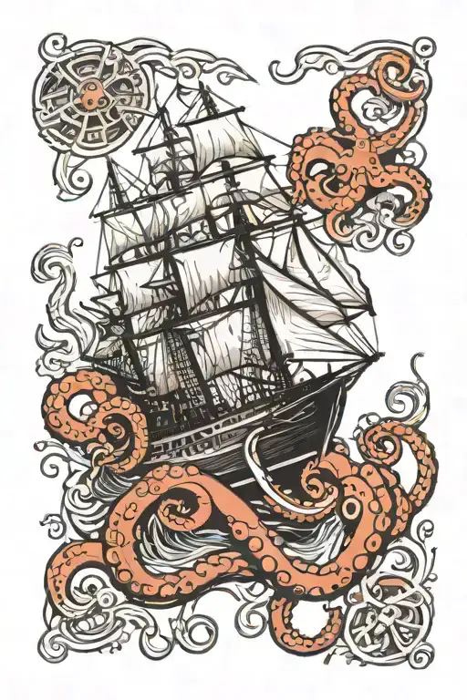 Ship Wreck With Octopus