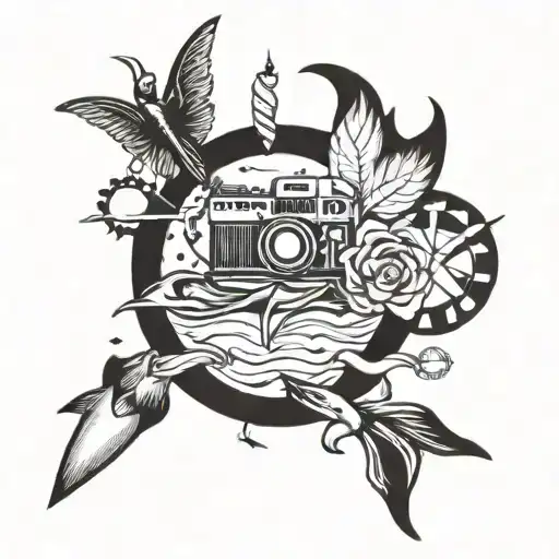 Beach Theme Tattoo Design