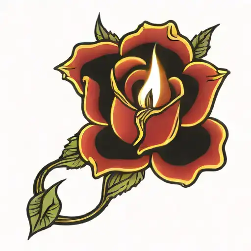 Candle Burning Rose Surrounded