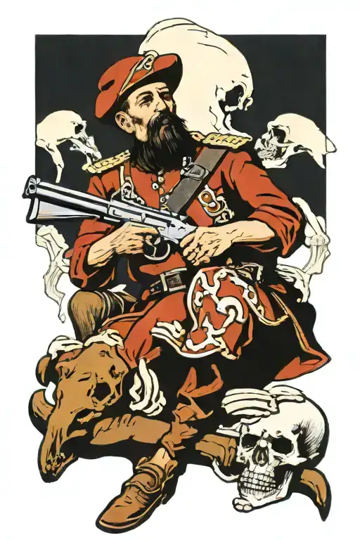 Cossack Sitting With A Gun On A Pile Of Bones