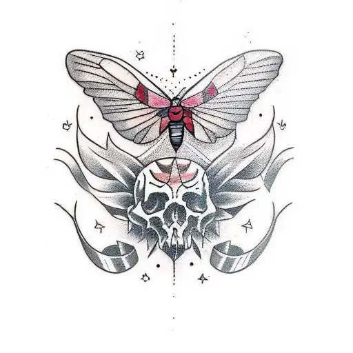 A Tattoo Design Featuring Ellie's Knife And Moth On Joel's Guitar From The Last Of Us