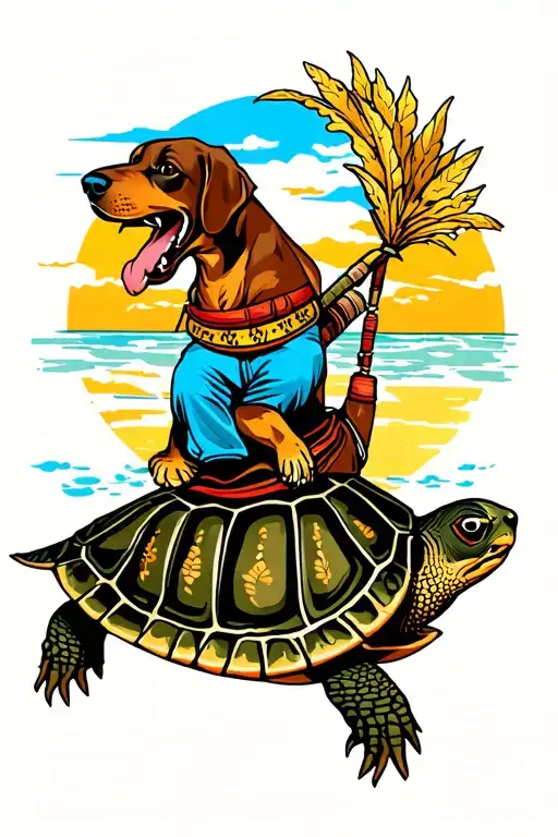 Dog Riding A Turtle