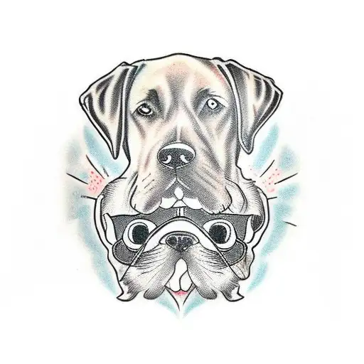 Black Lab And Malard Duck Looking At Each Other In Color