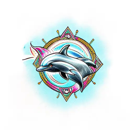 Dolphin Sorrounded By Something Tribal