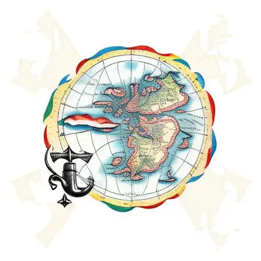 Pirate Map With Islands And Palm Trees