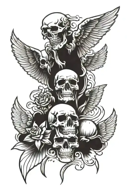 Skull Angels Flying
