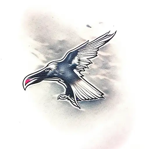 Raven On A Branch Eith Dark Trees Around It