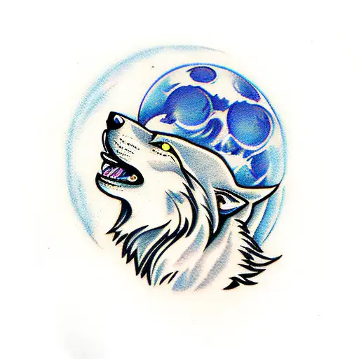 Simple Wolf Howling At Moon