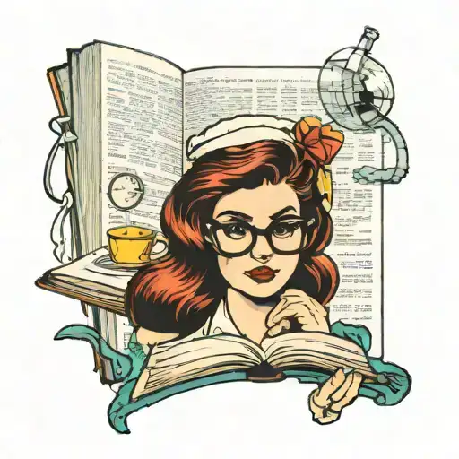 Book And Women And Glasses Reading A Book