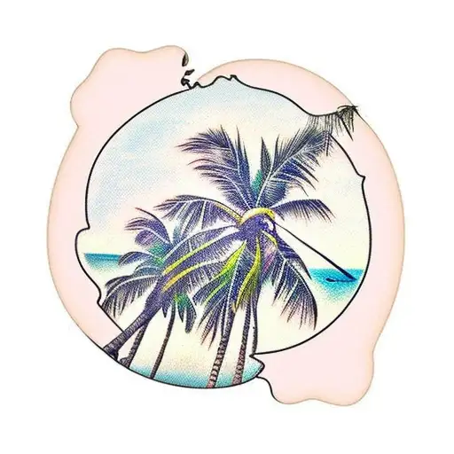 Palm Tree Beach Scene Back Of Leg