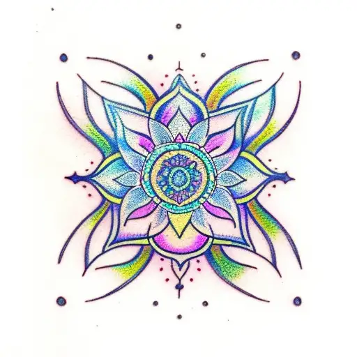 An Imperfect Lotus With Pastel Coloring And Mandala Flourishing