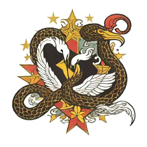 Snake Swan Covering Two Stars
