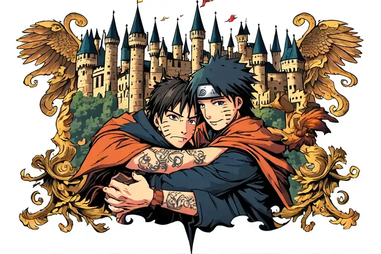 Naruto Hug Harry Potter Castle