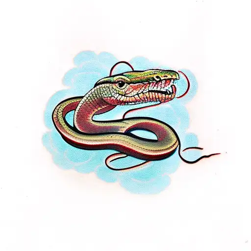 Snake With Red Flowers