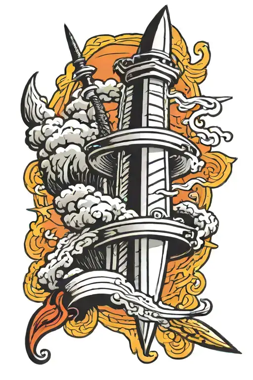 Dagger Going Through Storm Cloud