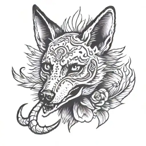 Coyote Skull Smoking Cigarette