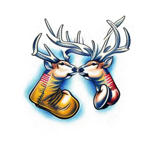 Boxing Gloves With A Deer And A Salmon Inside